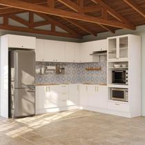 Cozinha Modulada 12 Peças sem Tampo com Cristaleira e Kit Lat Marselha CabeCasa MadeiraOriginals Branco Cozinha Modulada 12 Peças sem Tampo com Cristaleira e Kit Lat Marselha CabeCasa MadeiraOriginals Branco