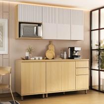 Cozinha Modulada 180cm 10 Portas 3 Gavetas com Aéreo Nicho para Micro-ondas Aura Luciane