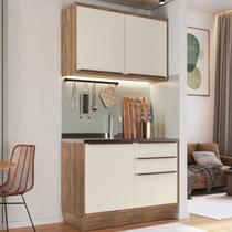 Cozinha Modulada 2 Peças 3 Portas 3 Gavetas 100% MDF Louro Freijó e Argila Viena Cozinha Modulada 2 Peças 3 Portas 3 Gavetas 100% MDF Louro Freijó e Argila Viena