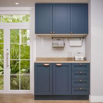 Cozinha Modulada 2 Peças com Balcão e Armário Aéreo Arizona CabeCasa MadeiraOriginals Azul Cozinha Modulada 2 Peças com Balcão e Armário Aéreo Arizona CabeCasa MadeiraOriginals Azul