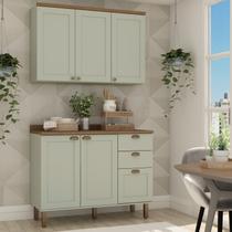 Cozinha Modulada 2 Peças com Balcão e Armário Aéreo e Tampo Provençal Cozinha Modulada 2 Peças com Balcão e Armário Aéreo e Tampo Provençal