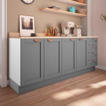 Cozinha Modulada 2 Peças com Tampo 2 Balcões CabeCasa MadeiraOriginals Branco/Cinza Cozinha Modulada 2 Peças com Tampo 2 Balcões CabeCasa MadeiraOriginals Branco/Cinza