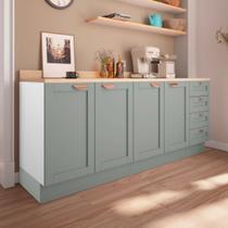 Cozinha Modulada 2 Peças com Tampo 2 Balcões CabeCasa MadeiraOriginals Verde/Branco/Menta