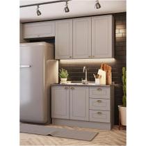Cozinha Modulada 200cm Americana 3 peças 6 Portas 3 Gavetas Henn - Cinza