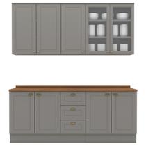Cozinha Modulada 200cm Ce854 Americana Cinza Nature Henn Cozinha Modulada 200cm Ce854 Americana Cinza Nature Henn