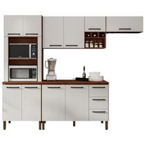 Cozinha Modulada 260cm 10 Portas 772AM Nogueira Off White KTP