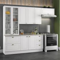 Cozinha Modulada 271,5cm 4 peças 8 Portas 5 Gavetas Americana Henn - Branco/Calcare