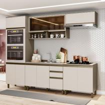 Cozinha Modulada 271,5cm 5 Peças com Torre Quente para 2 Fornos 10 Portas 2 Gavetas Connect Henn - Duna/Cristal Cozinha Modulada 271,5cm 5 Peças com Torre Quente para 2 Fornos 10 Portas 2 Gavetas Connect Henn - Duna/Cristal