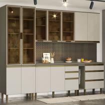 Cozinha Modulada 271,5cm Completa 7 Peças Com Cristaleira 12 Portas 5 Gavetas Connect Henn - Duna/Cristal Cozinha Modulada 271,5cm Completa 7 Peças Com Cristaleira 12 Portas 5 Gavetas Connect Henn - Duna/Cristal