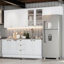 Cozinha Modulada 280cm 5 peças 10 Portas 3 Gavetas Americana Henn - Branco/Calcare