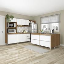 Cozinha Modulada 280cm com Balcão Ilha Grande 8 Peças Branco