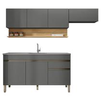 Cozinha Modulada 3 Pçs C/ Balcão Pia Line Gris Freijo Ktp