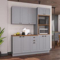 Cozinha Modulada 3 Peças 1 Torre Quente 1 Balcão com Tampo 1 Aéreo 100% MDF com Rodapé Bari Cinza/Titanio Fosco Cozinha Modulada 3 Peças 1 Torre Quente 1 Balcão com Tampo 1 Aéreo 100% MDF com Rodapé Bari Cinza/Titanio Fosco