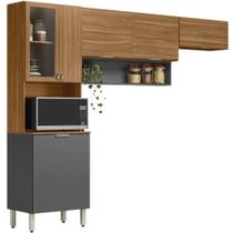 Cozinha Modulada 3 Pecas 250 cm MDP Alba Amendola Grafito Prime Demobile Cozinha Modulada 3 Pecas 250 cm MDP Alba Amendola Grafito Prime Demobile