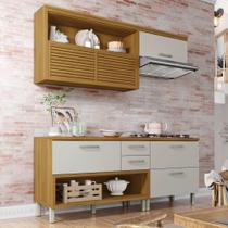 Cozinha Modulada 3 Peças Ripado Princesa 100% MDF Marrom/Freijó/Offwhite Cozinha Modulada 3 Peças Ripado Princesa 100% MDF Marrom/Freijó/Offwhite