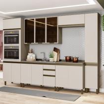 Cozinha Modulada 306,5cm Completa 6 Peças 14 Portas 2 Gavetas Connect Henn - Duna/Cristal