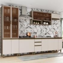 Cozinha Modulada 331,5cm Completa 6 Peças com Cristaleira 13 Portas 2 Gavetas Connect Henn - Duna/Cristal Cozinha Modulada 331,5cm Completa 6 Peças com Cristaleira 13 Portas 2 Gavetas Connect Henn - Duna/Cristal
