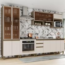 Cozinha Modulada 331,5cm Completa 7 Peças 11 Portas 2 Gavetas Connect Henn - Duna/Cristal