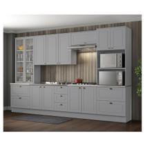 Cozinha Modulada 343cm 6 peças 12 Portas 7 Gavetas Americana Henn - Cinza/Calcare