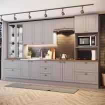 Cozinha Modulada 343cm 6 peças 12 Portas 7 Gavetas Americana Henn - Cinza/Nature Cozinha Modulada 343cm 6 peças 12 Portas 7 Gavetas Americana Henn - Cinza/Nature