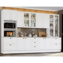 Cozinha Modulada 343cm 6 peças 13 Portas 7 Gavetas Americana Henn - Branco/Calcare