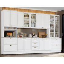 Cozinha Modulada 343cm 6 peças 13 Portas 7 Gavetas Americana Henn - Branco/Calcare