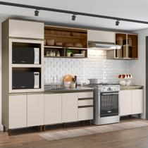 Cozinha Modulada 351,5cm Completa 6 Peças com 12 Portas 2 Gavetas Connect Henn - Duna/Cristal