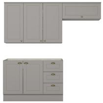 Cozinha Modulada 3P Balcao Sem Tampo 200 cm Americana Cinza Henn