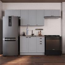 Cozinha Modulada 4 Peças 1 Balcão sem Tampo 3 Aéreos 100% MDF com Rodapé Bari Cinza/Titânio Fosco Cozinha Modulada 4 Peças 1 Balcão sem Tampo 3 Aéreos 100% MDF com Rodapé Bari Cinza/Titânio Fosco