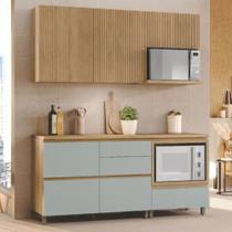 Cozinha Modulada 4 peças 190 cm 4 portas e 5 gavetas Rainha Nesher - Nature/Verde Cozinha Modulada 4 peças 190 cm 4 portas e 5 gavetas Rainha Nesher - Nature/Verde