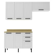 Cozinha Modulada 4 Pecas 200 cm MDF Branco Carvalho Tecno Mobili Cozinha Modulada 4 Pecas 200 cm MDF Branco Carvalho Tecno Mobili