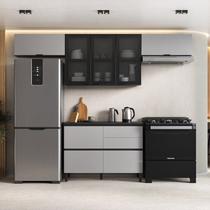 Cozinha Modulada 4 Peças 6 Portas 4 Gavetas MDF Dodradiça Slow Motion Lúmina Itatiaia Grafite/Fendi Cinza Cozinha Modulada 4 Peças 6 Portas 4 Gavetas MDF Dodradiça Slow Motion Lúmina Itatiaia Grafite/Fendi Cinza