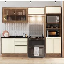 Cozinha Modulada 4 Peças 7 Portas 3 Gavetas com Divisor de Talheres 1 Nicho para Forno Viena Bege Cozinha Modulada 4 Peças 7 Portas 3 Gavetas com Divisor de Talheres 1 Nicho para Forno Viena Bege