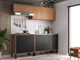 Cozinha Modulada 4 Peças 9 Porta 1 Gaveta - Nogal / Preto Thalita