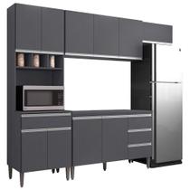 Cozinha Modulada 4 Peças Balcão com Tampo 120cm Andréia Cinza- AJL Móveis