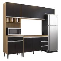 Cozinha Modulada 4 Peças Balcão sem Tampo 120cm Andréia Amêndoa/Preto - AJL Móveis Cozinha Modulada 4 Peças Balcão sem Tampo 120cm Andréia Amêndoa/Preto - AJL Móveis