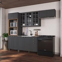 Cozinha Modulada 4 Peças Bari em MDF com Torre Quente Chumbo Cozinha Modulada 4 Peças Bari em MDF com Torre Quente Chumbo