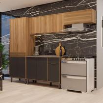 Cozinha Modulada 4 Peças com 1 Aéreo Basculante Nogal Preto - Thalita Móveis Sul