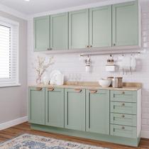 Cozinha Modulada 4 Peças com 2 Aéreos e 2 Balcões Arizona CabeCasa MadeiraOriginals Verde Menta Cozinha Modulada 4 Peças com 2 Aéreos e 2 Balcões Arizona CabeCasa MadeiraOriginals Verde Menta