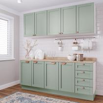 Cozinha Modulada 4 Peças com 2 Aéreos e 2 Balcões Arizona CabeCasa MadeiraOriginals Verde Menta Cozinha Modulada 4 Peças com 2 Aéreos e 2 Balcões Arizona CabeCasa MadeiraOriginals Verde Menta