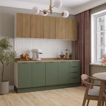 Cozinha Modulada 4 Peças com Tampo 2 Aéreos e 2 Balcões Ipanema CabeCasa MadeiraOriginals Acácia/Verde Folha/Branco Cozinha Modulada 4 Peças com Tampo 2 Aéreos e 2 Balcões Ipanema CabeCasa MadeiraOriginals Acácia/Verde Folha/Branco