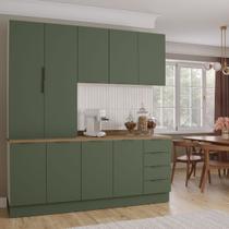 Cozinha Modulada 4 Peças com Tampo 2 Armários Aéreos 5 Portas e 2 Balcões Ipanema CabeCasa MadeiraOriginals Verde/Folha/Branco Cozinha Modulada 4 Peças com Tampo 2 Armários Aéreos 5 Portas e 2 Balcões Ipanema CabeCasa MadeiraOriginals Verde/Folha/Branco