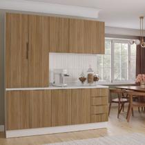 Cozinha Modulada 4 Peças com Tampo 2 Armários Aéreos e 2 Balcões Ipanema CabeCasa MadeiraOriginals Marrom Cozinha Modulada 4 Peças com Tampo 2 Armários Aéreos e 2 Balcões Ipanema CabeCasa MadeiraOriginals Marrom