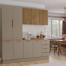 Cozinha Modulada 4 Peças com Tampo com Rodapé 2 Aéreos e 2 Balcões Ipanema CabeCasa MadeiraOriginals Marrom/Fendi Trama/Acácia Cozinha Modulada 4 Peças com Tampo com Rodapé 2 Aéreos e 2 Balcões Ipanema CabeCasa MadeiraOriginals Marrom/Fendi Trama/Acácia