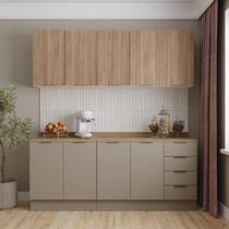 Cozinha Modulada 4 Peças com Tampo e Rodapé 2 Aéreos e 2 Balcões Ipanema CabeCasa MadeiraOriginals Madeiramadeira Marrom/Fendi Trama/Acácia Cozinha Modulada 4 Peças com Tampo e Rodapé 2 Aéreos e 2 Balcões Ipanema CabeCasa MadeiraOriginals Madeiramadeira Marrom/Fendi Trama/Acácia
