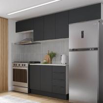 Cozinha Modulada 4 Peças com Tampo e Rodapé 3 Aéreos e 1 Balcão Ipanema CabeCasa MadeiraOriginals Grafite Trama Cozinha Modulada 4 Peças com Tampo e Rodapé 3 Aéreos e 1 Balcão Ipanema CabeCasa MadeiraOriginals Grafite Trama