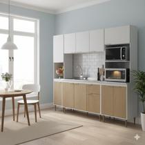 Cozinha Modulada 4 Peças Nogal Branco - Jade Deibe Móveis Cozinha Modulada 4 Peças Nogal Branco - Jade Deibe Móveis