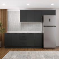 Cozinha Modulada 4 Peças sem Tampo com Rodapé 2 Aéreos e 2 Balcões Ipanema CabeCasa MadeiraOriginals Cinza/Grafite Trama Cozinha Modulada 4 Peças sem Tampo com Rodapé 2 Aéreos e 2 Balcões Ipanema CabeCasa MadeiraOriginals Cinza/Grafite Trama