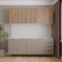 Cozinha Modulada 4 Peças sem Tampo sem Rodapé 2 Aéreos e 2 Balcões Ipanema CabeCasa MadeiraOriginals Fendi Trama/ Acácia Cozinha Modulada 4 Peças sem Tampo sem Rodapé 2 Aéreos e 2 Balcões Ipanema CabeCasa MadeiraOriginals Fendi Trama/ Acácia