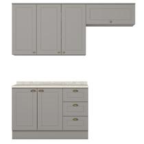 Cozinha Modulada 4P Balcao Tampo 200 cm Americana Cinza Calcare Henn Cozinha Modulada 4P Balcao Tampo 200 cm Americana Cinza Calcare Henn